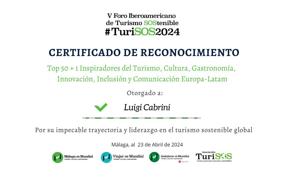 GSTC Chair Luigi Cabrini, Recognized at the Ibero-American Forum on Sustainable Tourism 2024 for Leadership in Sustainability